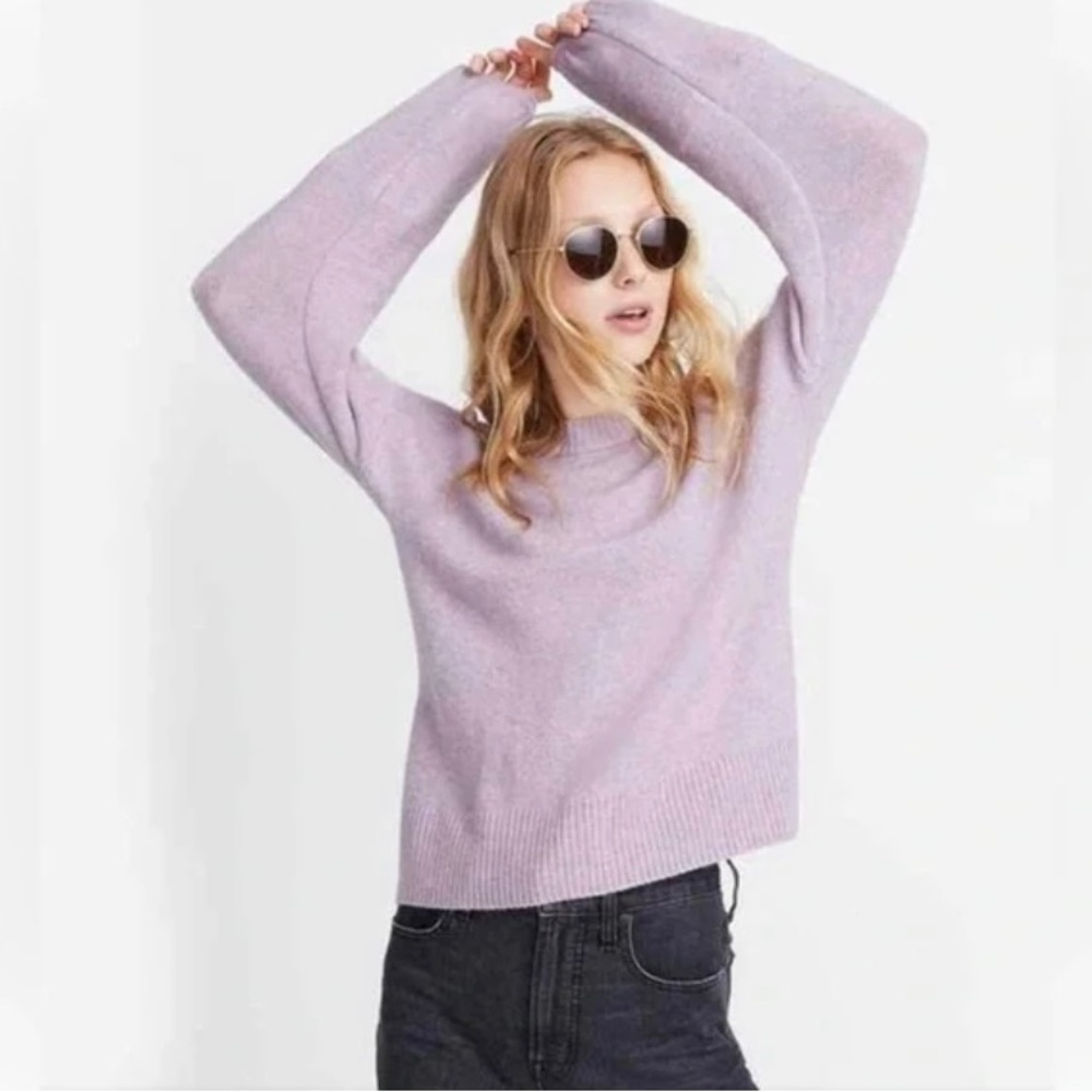 MADEWELL Payton Pullover Sweater in Coziest Yarn Heather Lilac size S